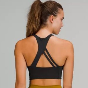 Lululemon Strong Lines Bra 
Medium Support, black w/ red bag